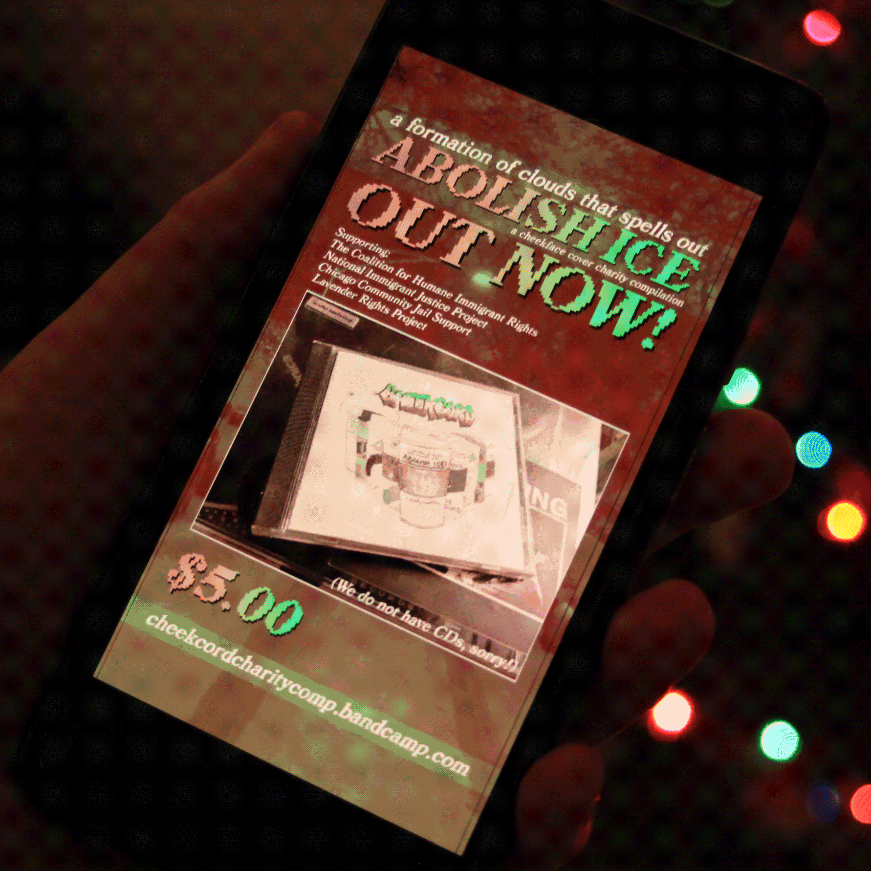 Ad for the album displayed on a phone cut to Instagram size.